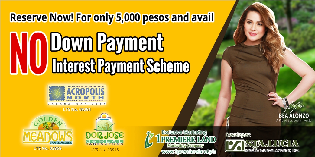 Reserve now for only 5,000 pesos and avail No Downpayment and No Interest Payment Scheme